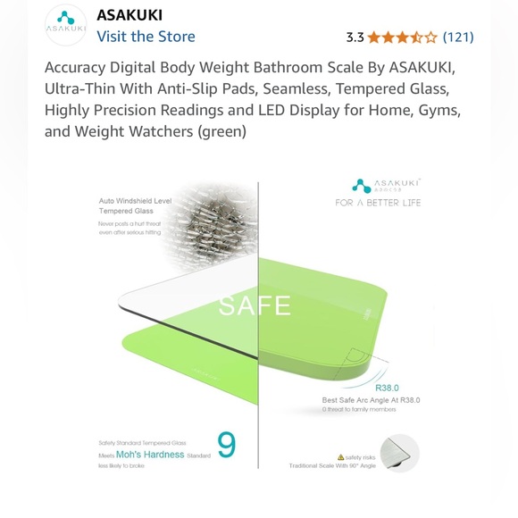 Accuracy Digital Body Weight Bathroom Scale By ASAKUKI, Ultra-Thin Anti-Slip - Picture 7 of 7